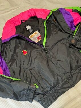 Vintage 80s Alpine Design Ski Jacket Women's L Colorblock Goretek Goretex